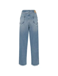 Fringed regular denim jeans