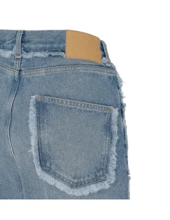 Fringed regular denim jeans