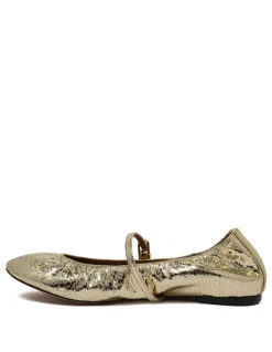 Gold-tone Mary Jane ballerinas