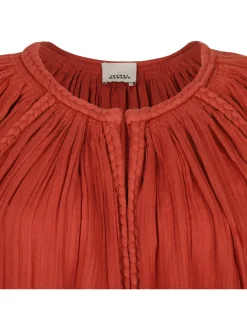 Jenna gathered cotton-gauze blouse