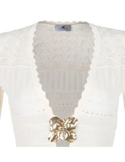 Knit dress with jewel flower