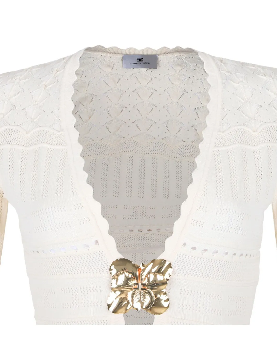 Knit dress with jewel flower