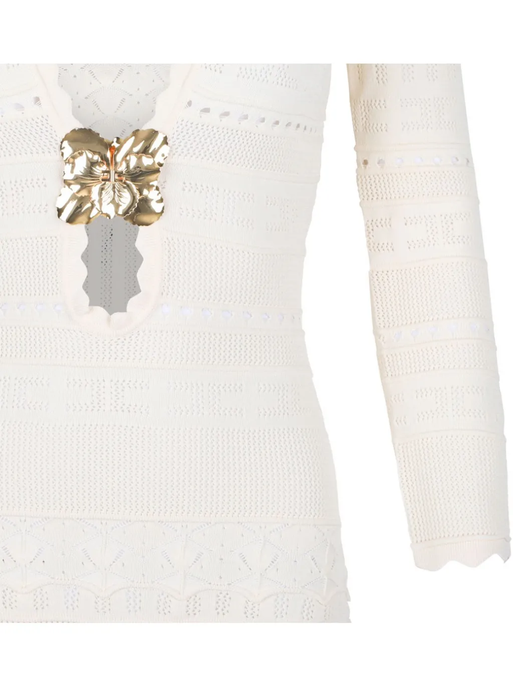 Knit dress with jewel flower