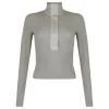 Long-sleeved rib cotton T-shirt