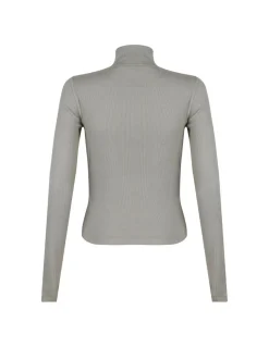 Long-sleeved rib cotton T-shirt