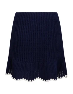 Navy crochet contrast trim mini skirt