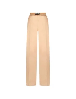 Pale beige silk satin pajama pants