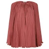 Peach pink pleated blouse