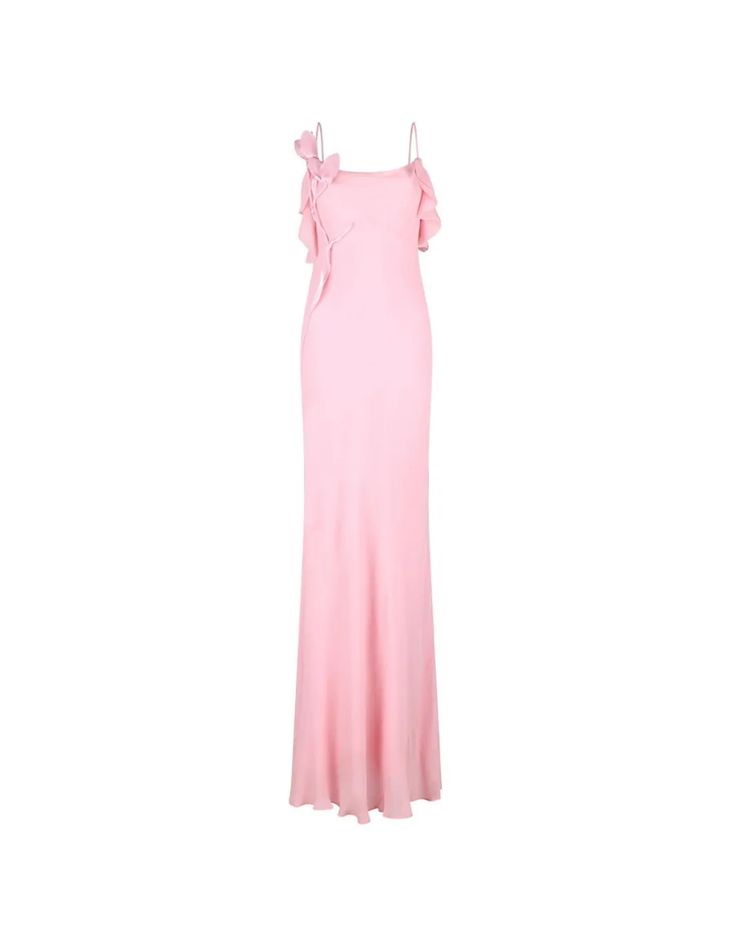 Pink georgette flower maxi dress