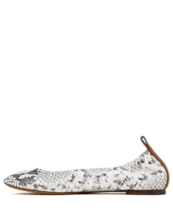 Python embossed leather ballerinas