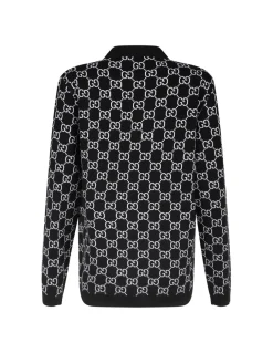 Reversible GG wool jacquard cardigan