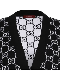 Reversible GG wool jacquard cardigan