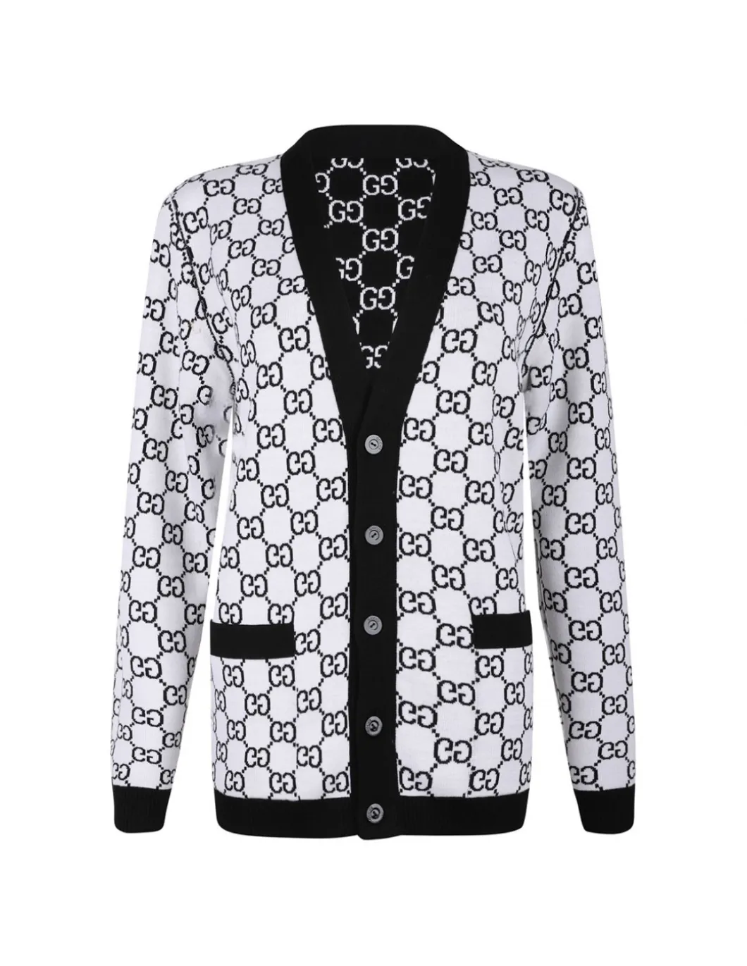 Reversible GG wool jacquard cardigan