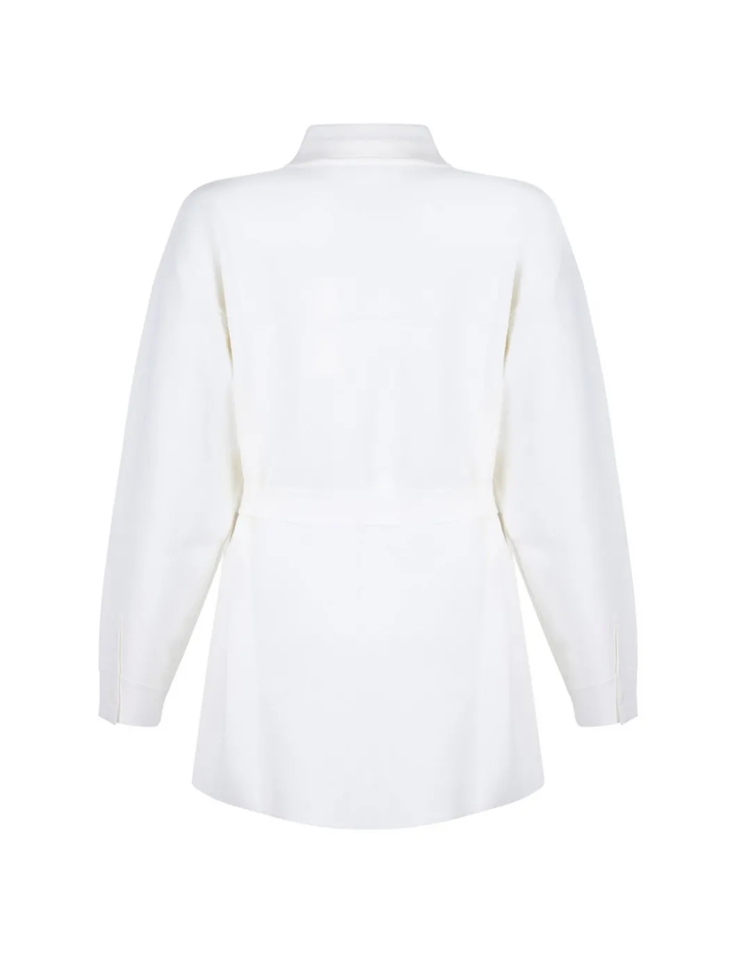 Self-tie belt white shirt