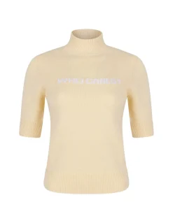 Short-sleeved wool and cashmere sweater