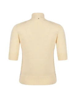 Short-sleeved wool and cashmere sweater