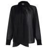 Silk voile tie-neck blouse