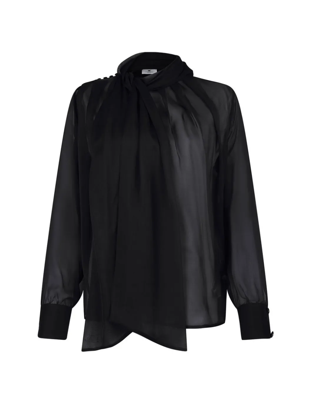 Silk voile tie-neck blouse