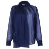 Silk voile tie-neck blouse