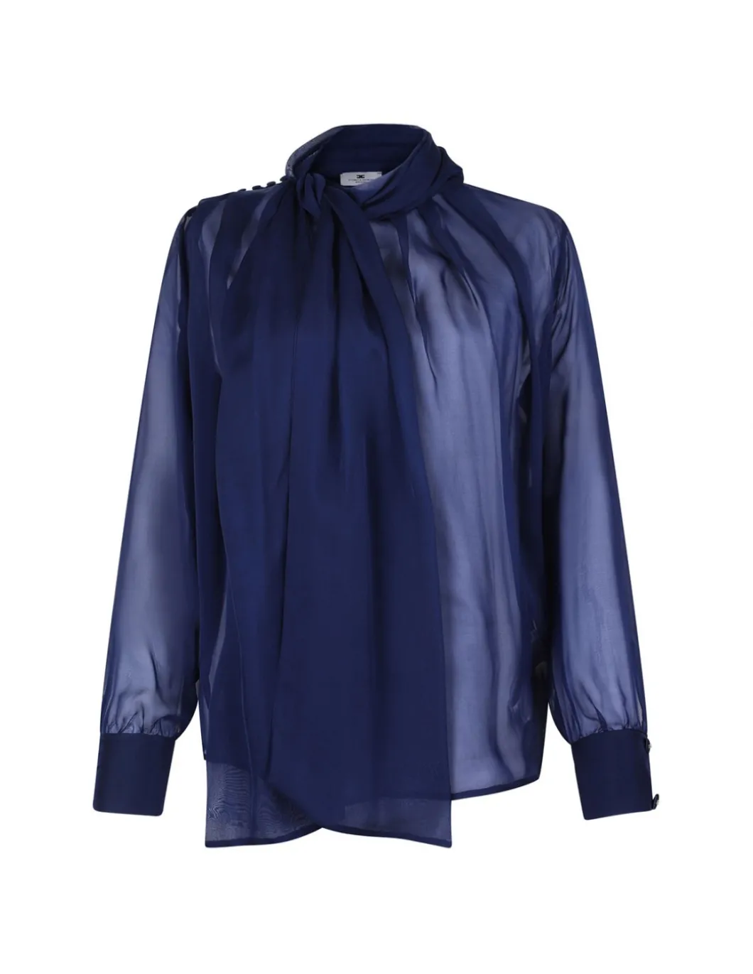 Silk voile tie-neck blouse