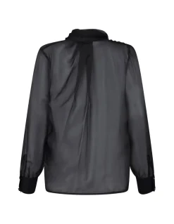Silk voile tie-neck blouse