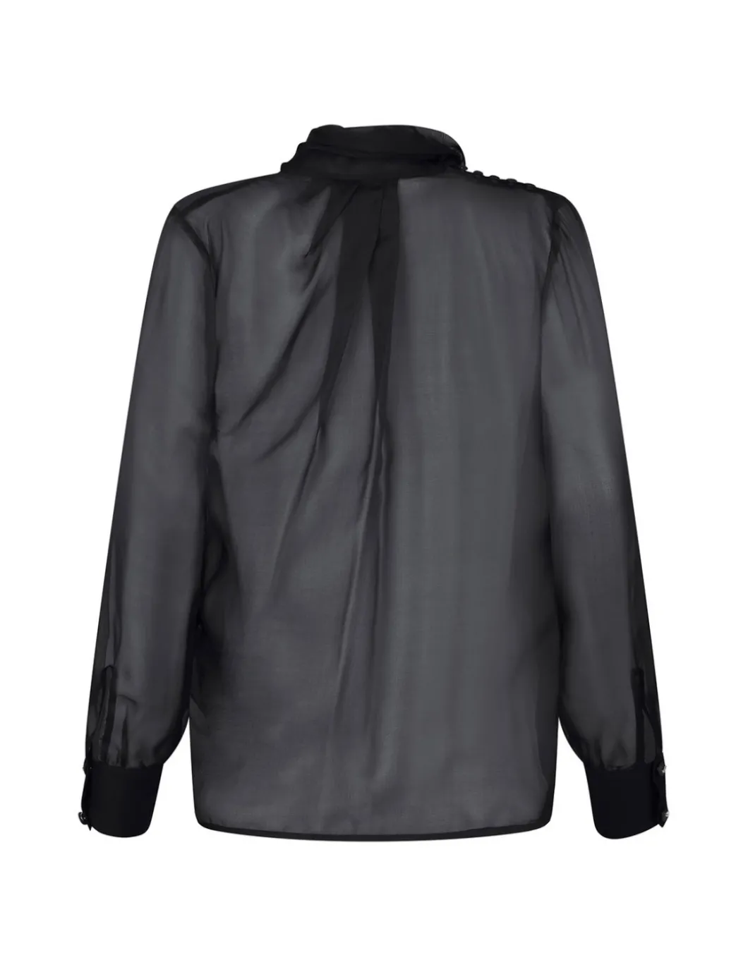 Silk voile tie-neck blouse