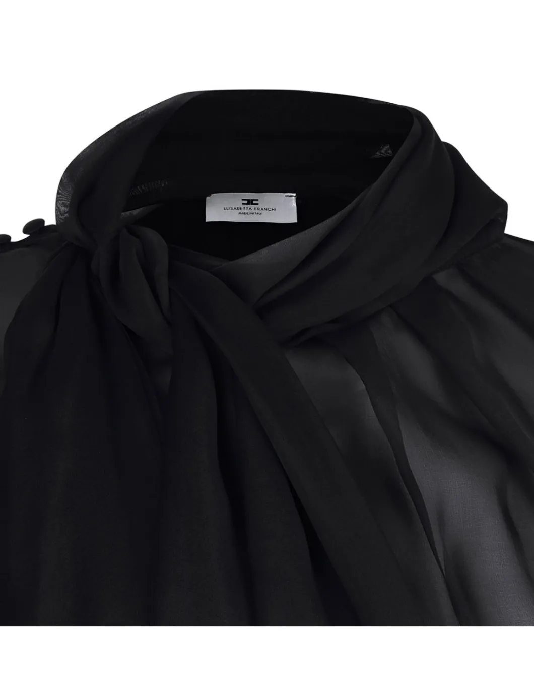 Silk voile tie-neck blouse