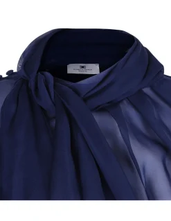 Silk voile tie-neck blouse