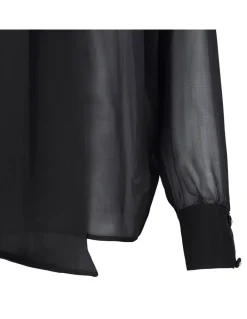 Silk voile tie-neck blouse