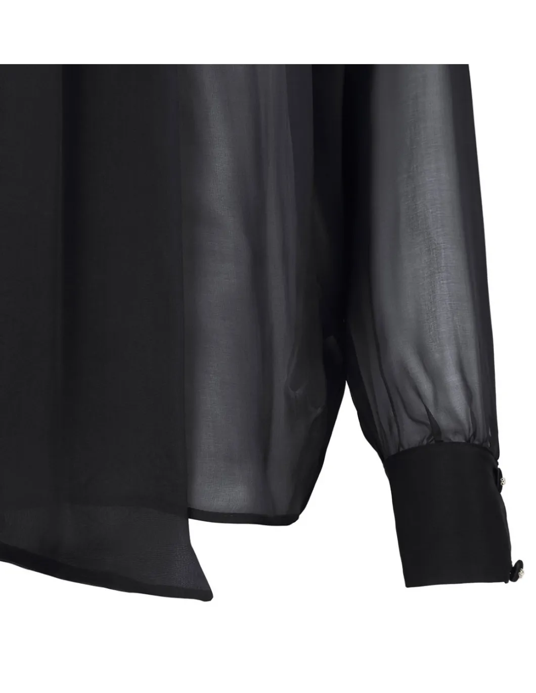 Silk voile tie-neck blouse