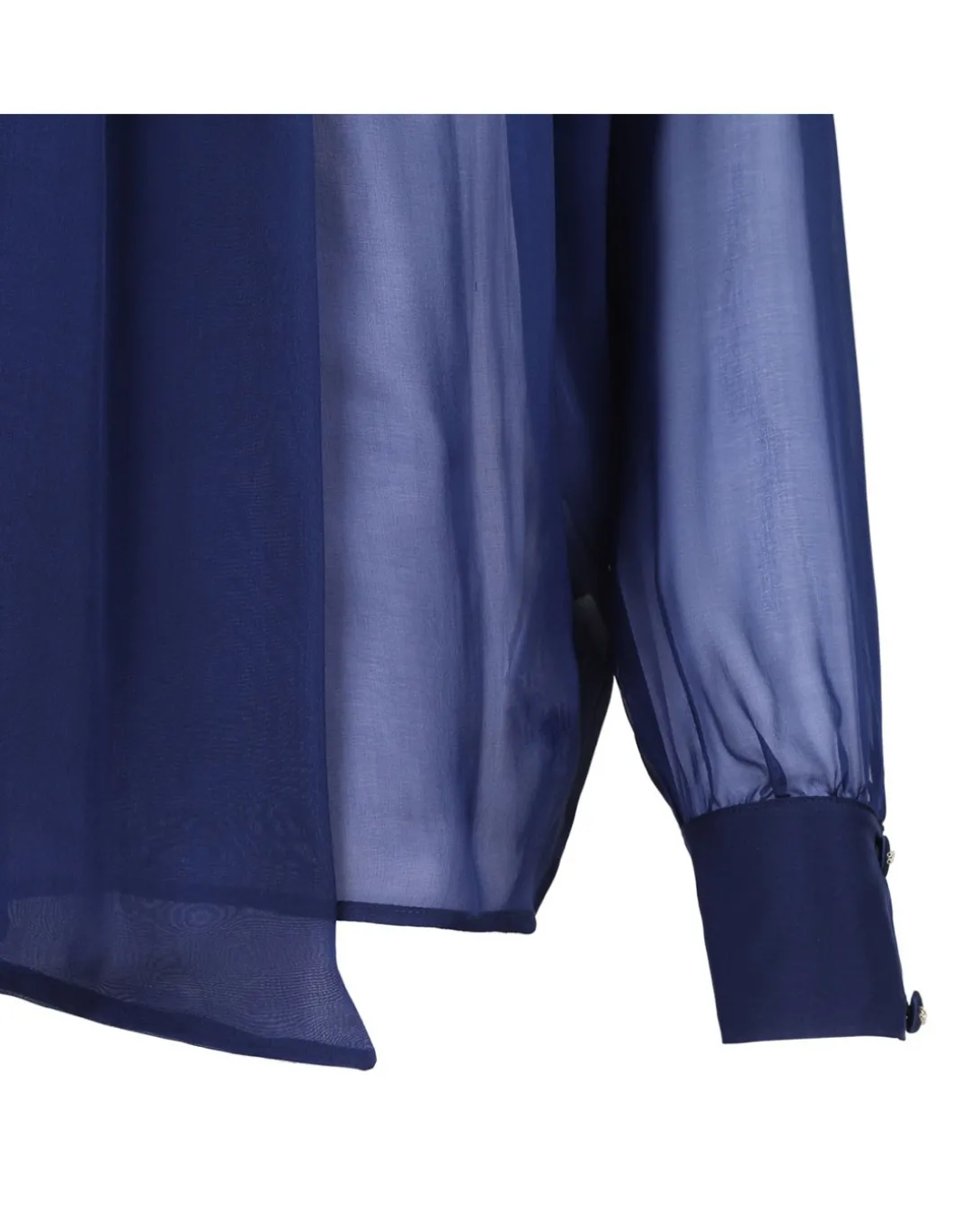 Silk voile tie-neck blouse