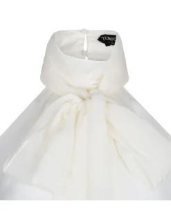 Sleeveless lavalliere blouse