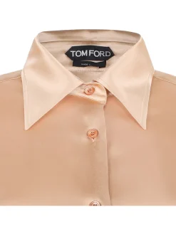 Stretch silk satin relaxed fit shirt