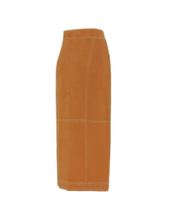Suede effect long skirt