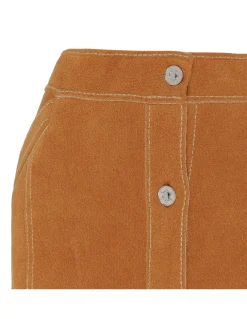 Suede effect long skirt