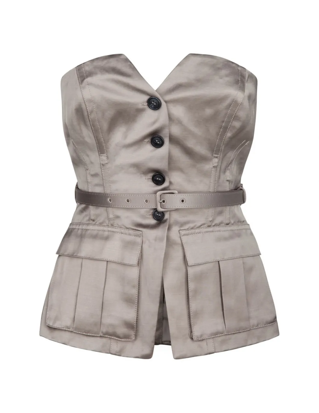 Taupe satin corset top