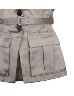 Taupe satin corset top