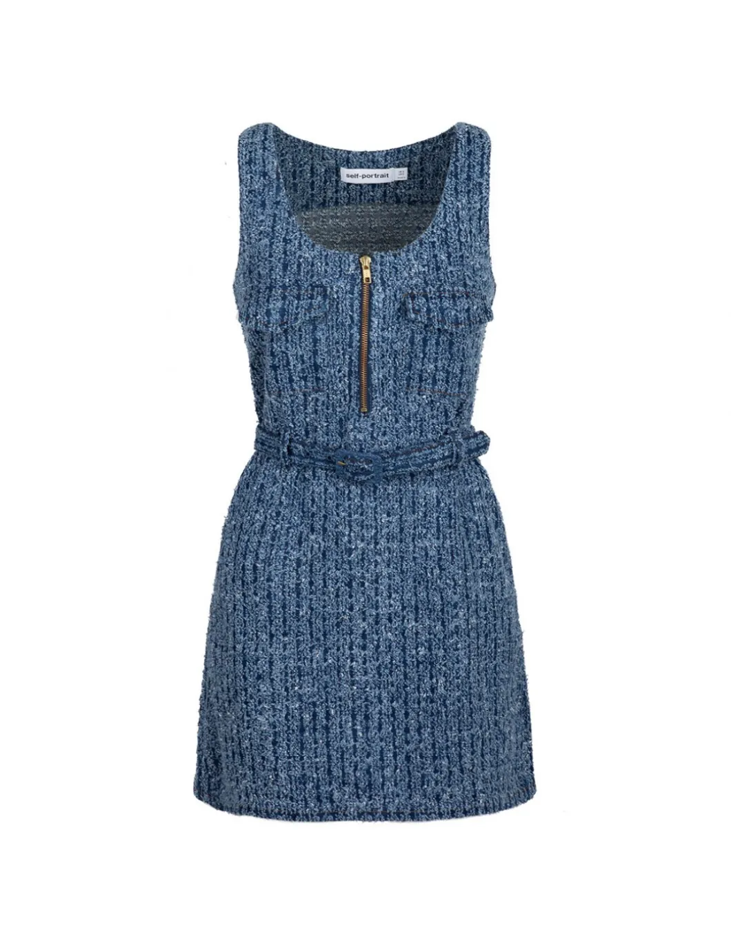 Textured denim mini dress