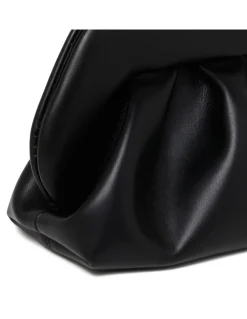 Tia black vegan fabric clutch bag
