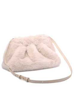 Tia ivory faux fur clutch bag