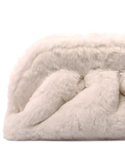 Tia ivory faux fur clutch bag