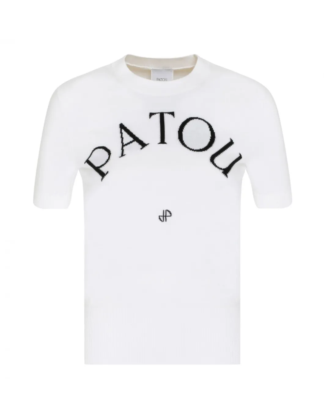 White logo jacquard knit top