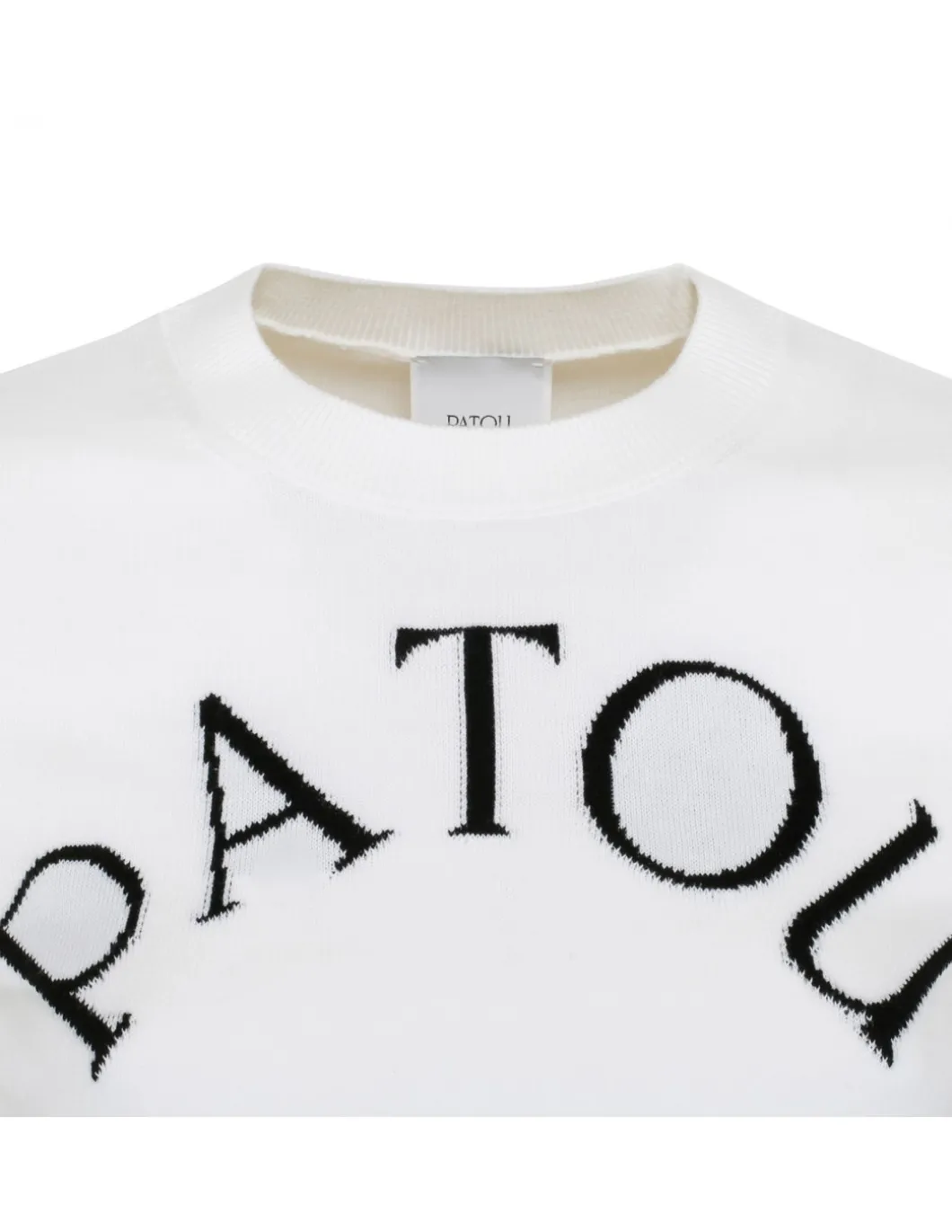 White logo jacquard knit top