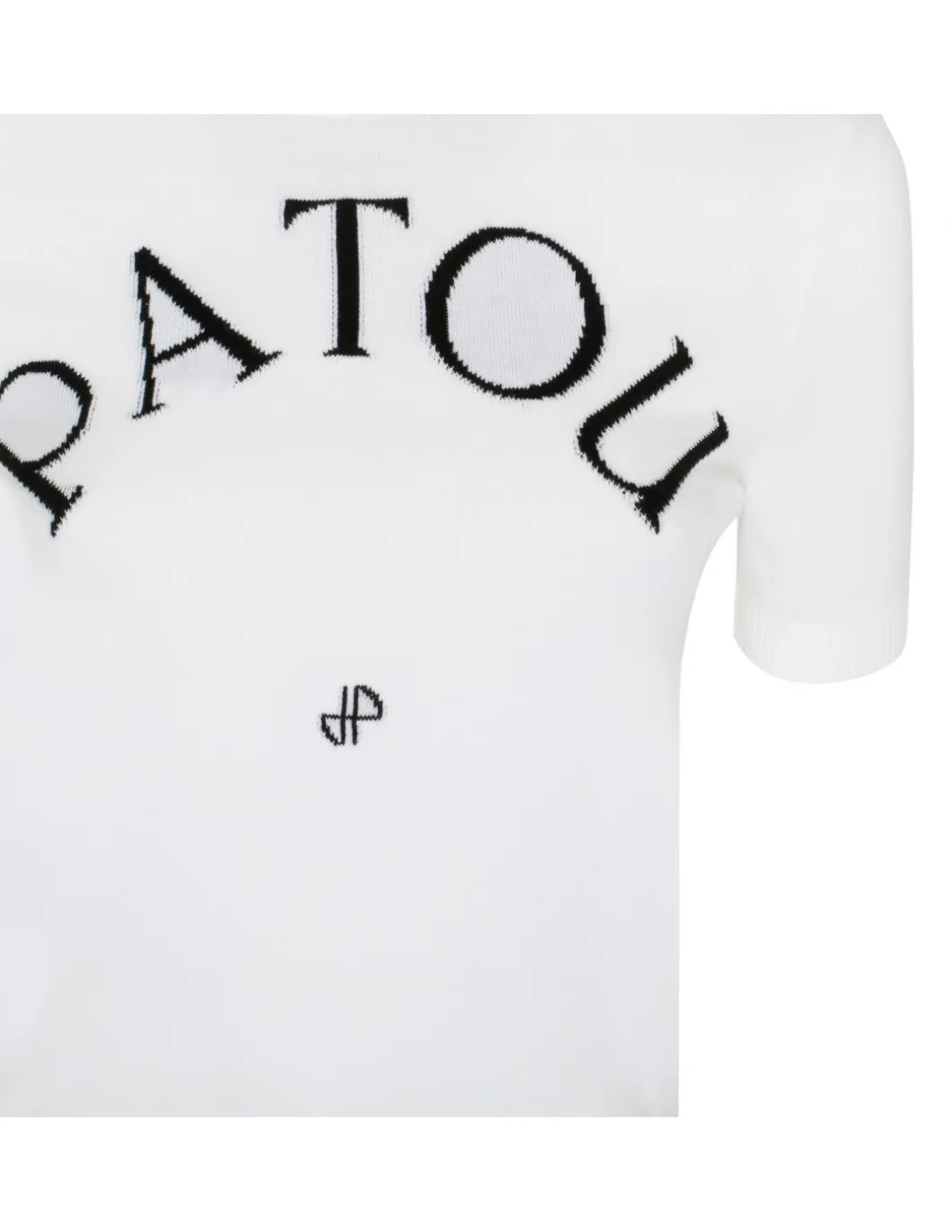 White logo jacquard knit top